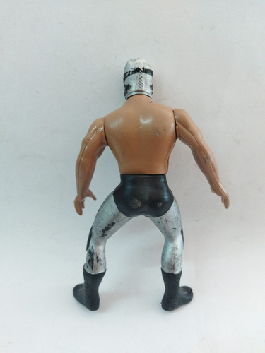 Luchador Bootleg Clásico Máscara Plateada Líneas Negras Ojos (Usado)