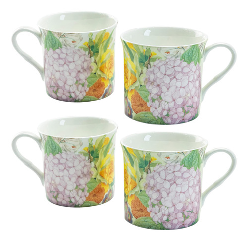 Gracie Bone China Summer Glory Hydrangea En Taza Naranja De