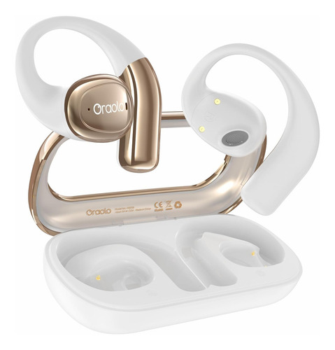 Audífonos Inalambricos Bugani OE01 Bluetooth 5.4 Gamer Open-ear con Micrófono y Cancelación de Ruido Color Blanco