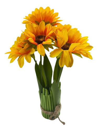 Maceta De Girasoles Flor Artificial Decoracion 2pz Flores 30