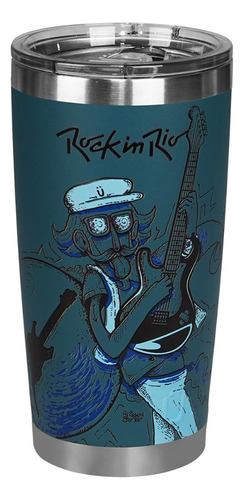 Copo Térmico Gluck Rock In Rio Guitar 519ml Azul Escuro