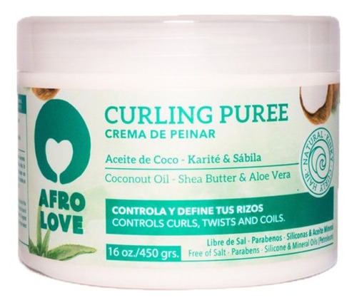 Afro Love Curling Pure Crema Para Peinar - g a $233