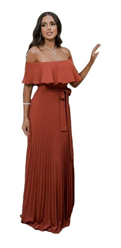 Imagem 1 de 2 de Vestido Mousseline Ombro À Ombro Várias Cores Ref 1055