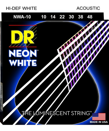 Encordoamento Violão Aço Neon White Dr Strings 010 - Branca