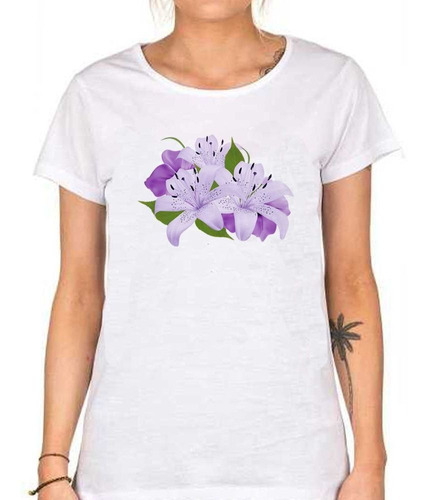 Remera De Mujer Orquidea Flores Violeta