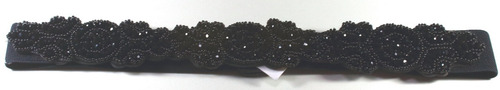 Imagem 2 de 5 de Lindo Cinto Elástico Feminino Preto Festa Com Pedras