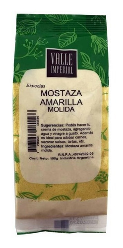 Mostaza Amarilla Molida 100 Gr Marca Valle Imperial