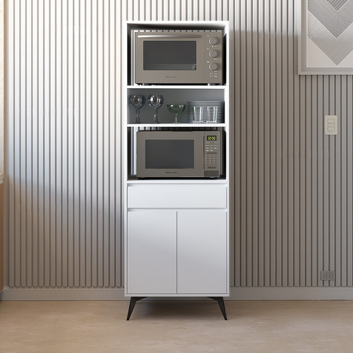 Mueble Porta Microondas Y Horno Alacena De Cocina 64x183x45