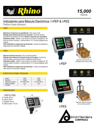 Indicador Para Báscula Rhino I-pep Comprosi