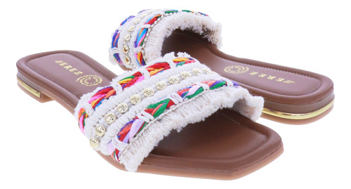Sandalias De Piso Banda Mechas Multicolor Y Estoperoles Erez