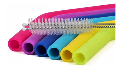 Imagen 8 de 9 de Pajitas De Silicona Set X 12 Y 2 Cepillos Limpieza Ecoshop