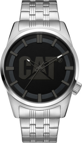 Reloj Cat De Caballero Extensible Color Plata Yv.140.11.121 Color de la correa Plateado Color del bisel Negro Color del fondo Negro