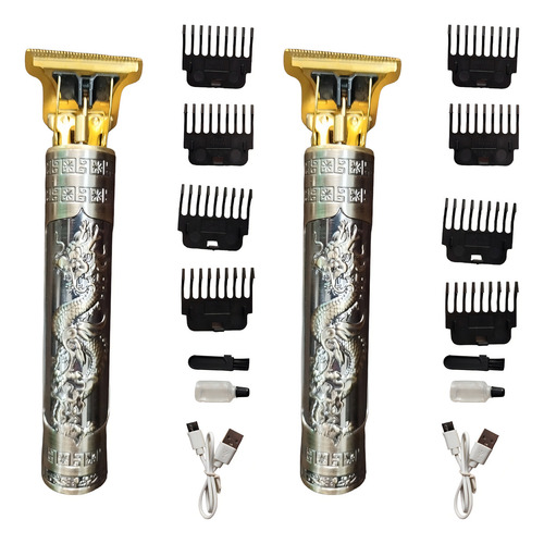 2 Máquina Fazer Pe E Cortar Cabelo Professional Trimmer Cor Dourado-escuro 110v/220v