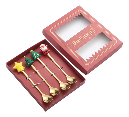 Cucharas Navideñas, Juego De Caja Roja Sin Horquillas