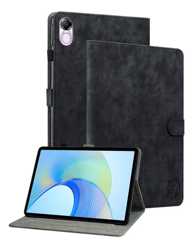 Capa De Tablet De Couro Em Relevo Preta Para Honor Pad X8 Pr