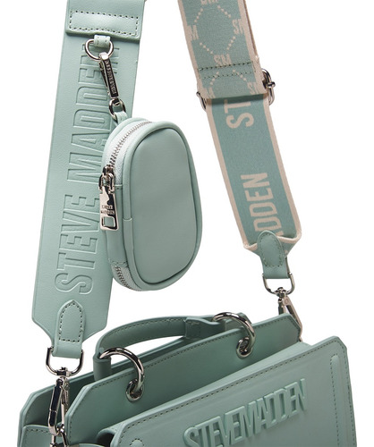 Bolsa Satchel Beviee Frosty Green Steve Madden Bags Acabado de los herrajes Oro Correa de hombro Verde claro Diseño de la tela Lisa