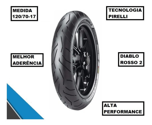 Pneu Pirelli Diant. 120/70-17 58w Rosso 2 Suzuki Sv 650 A