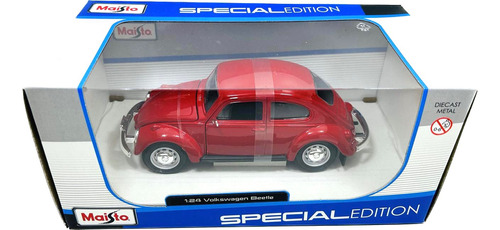 Miniatura Volkswagen Fusca Vermelho Maisto 1/24