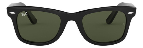 Óculos De Sol Masculino E Feminino Wayfarer Ray-ban Cor da armação Preto Cor da haste Preto Cor da lente G-15 Verde Desenho Quadrado