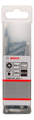 Bosch Punta Phillips 2x25mm 100 Unidades Caja Plastica