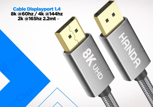 Imagen 8 de 10 de Cable Displayport 1.4 8k @60hz / 4k @144hz / 2k @165hz 2.2mt
