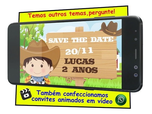 Save The Date Fazendinha Menino Convite
