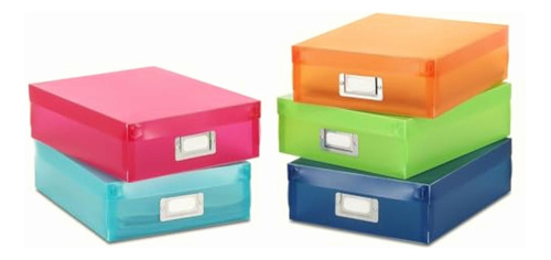 Whitmor 6754-491-5 Plastic Document Boxes Set Of 5 Assorted