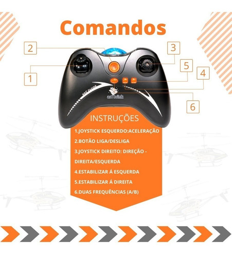 Imagem 7 de 9 de Helicóptero Fênix Controle Remoto Recarregável Brinquedo