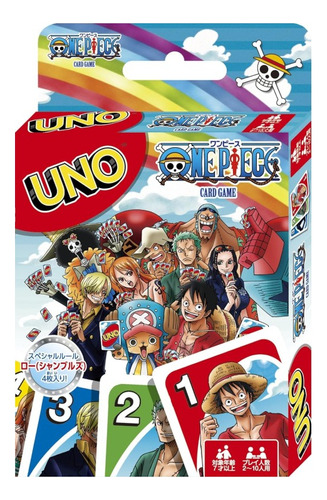 Jogos De Cartas Uno One Piece Mattel Jogo Cartas Diversão Dorso Azul-celeste Idioma Espanhol Personagem One Piece Anime