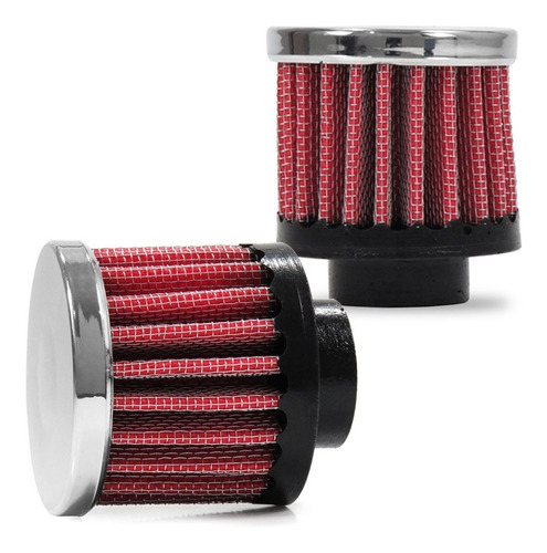Imagem 1 de 3 de Filtro Respiro Suspiro Oleo Universal Race Chrome Vermelho