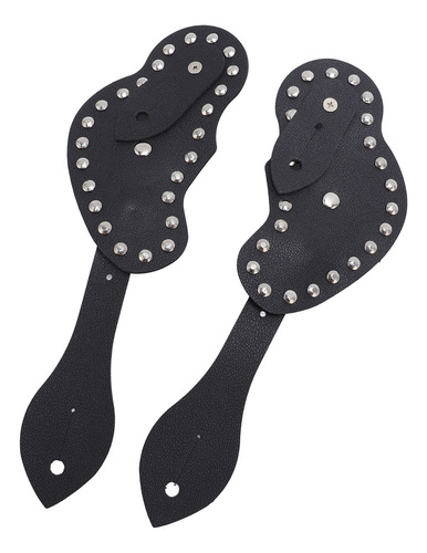 Juego De Correas Con Forma De Espolón Negro, 2 Piezas, Piel