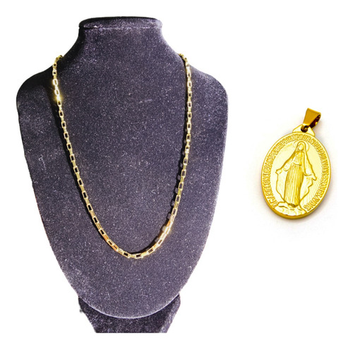 Conjunto Oro 18 Kilates Veneciana 50cmx3 + Medalla Milagrosa