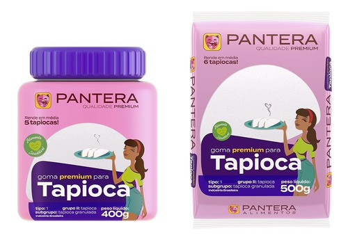 Imagem 1 de 6 de Tapioca Pote 400g + Tapioca 500g Saquinho Pantera Alimentos