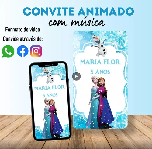 Convite Animado Frozen  Parcelamento sem juros