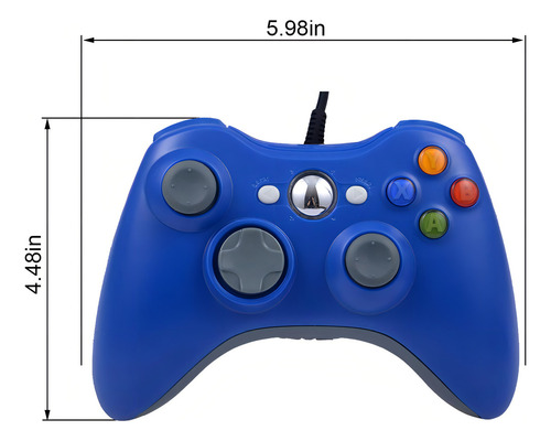 Kit de controle com fio preto 2 compatível com Xbox USB PC, cor preto/azul