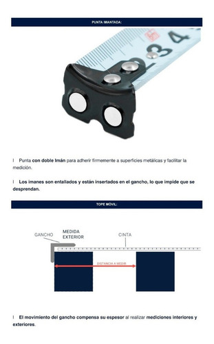 Cinta Metrica 8 Mt Autofrenante Punta Doble Iman 25mm Bremen 7614