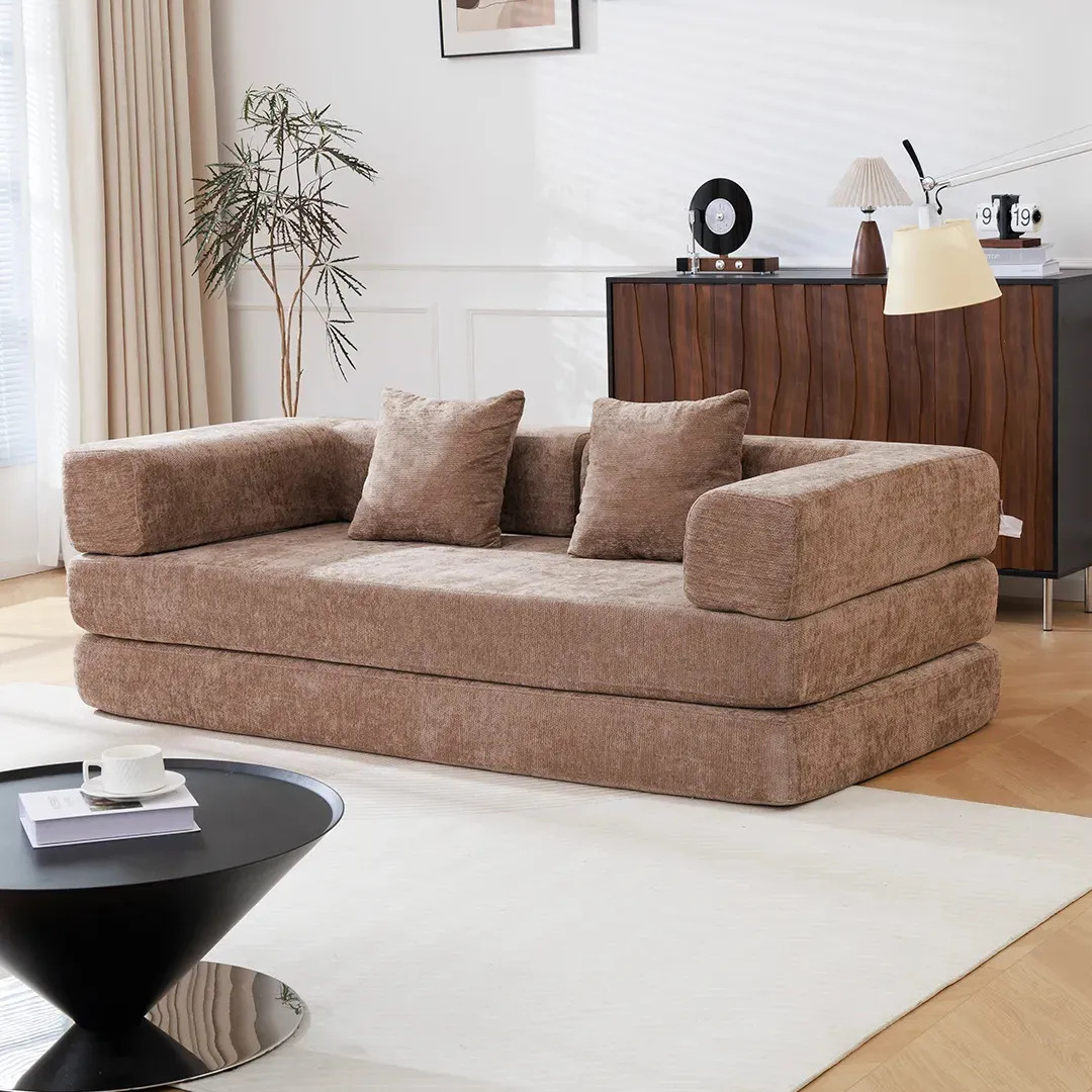 Sofá Cama Modular UTILIA SoftBed Convertible para Sala Moderno Taupe