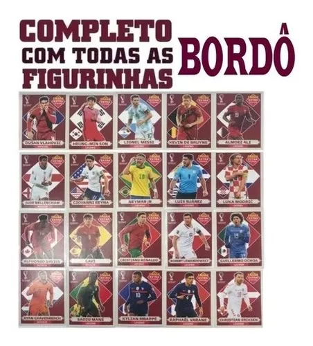 20 Figurinhas Legends Bordô Coleção Completa Copa Qatar 2022