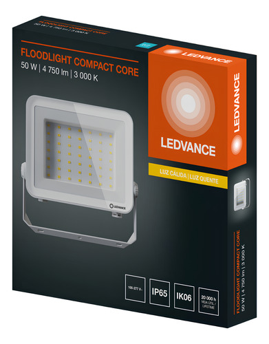 Refletor Floodlight Compact Branco 50w Ip65 Bivolt Ledvance