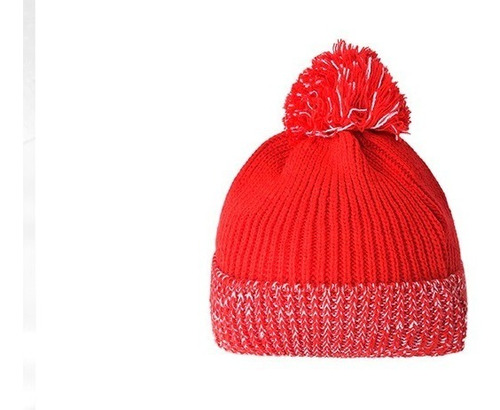 Gorro Rocky Lana Tejido Con Pompón Y Puño Infantil Niña