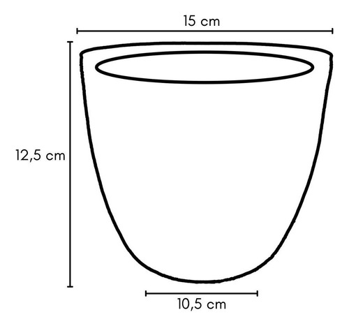 Vaso Cachepo De Mesa Oxford Redondo 15x12cm Para Orquídea Cor Preto