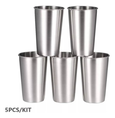 X 5 Uds Vasos De Acero Inoxidable Para Cerveza 500ml