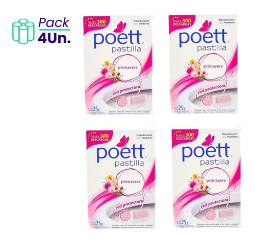 Pack X 4 Aromatizador De Inodoros Poett  Primavera X 25g