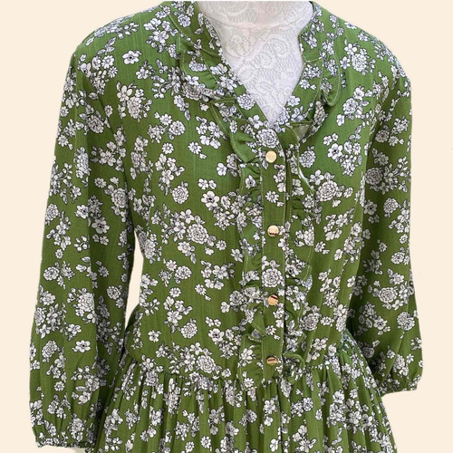 Imagem 1 de 8 de Vestido Longo Rodado Verde Florida