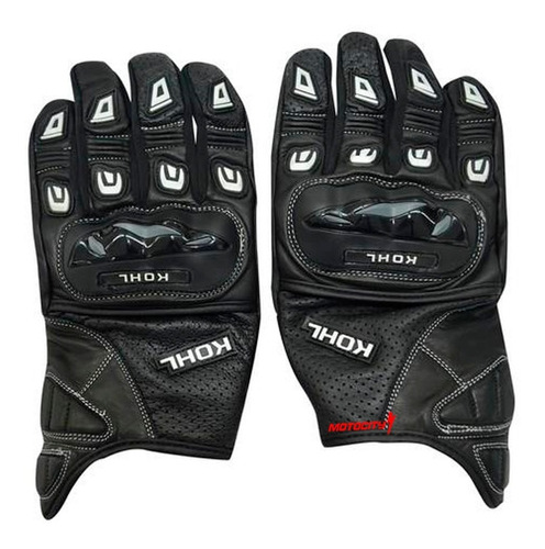 Guantes Para Moto Kohl 313 Vel Negro/ Blanco Textil Piel 