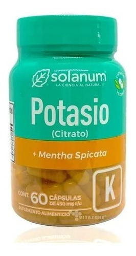 Citrato De Potasio 60 Caps Vegetales Solanum Menta