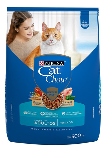 Alimento Para Gato Cat Chow Defense Plus Sabor Pescado 500g