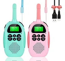 Comprar Walkie Talkies Para Niños Recargable Juguete De Navidad Para Niños Con Linterna Lcd Retroiluminada Vox, Rango De 3 Millas Para Exteriores, Camping, Senderismo (1 Azul Claro Y 1 Rosa, 2 Unidades)