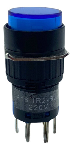 Botão Pulsador Alternado Iluminado Azul 220v - P16-ir2-bl2