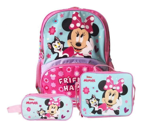 Set Mochila Minnie Friend Oficio Lonchera Cartuchera Disney